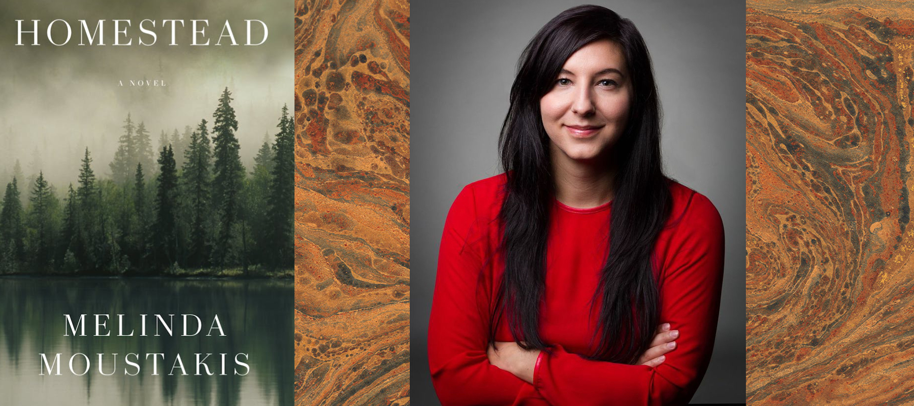 WSU’s 2023 Distinguished Visiting Writer Melinda Moustakis, right, will read from her novel, "Homestead," shown at left.