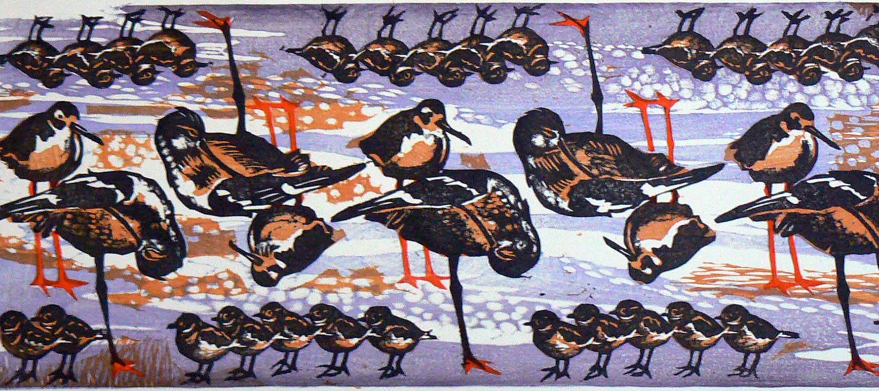 This Japanese print contains a pattern featuring groups of birds.