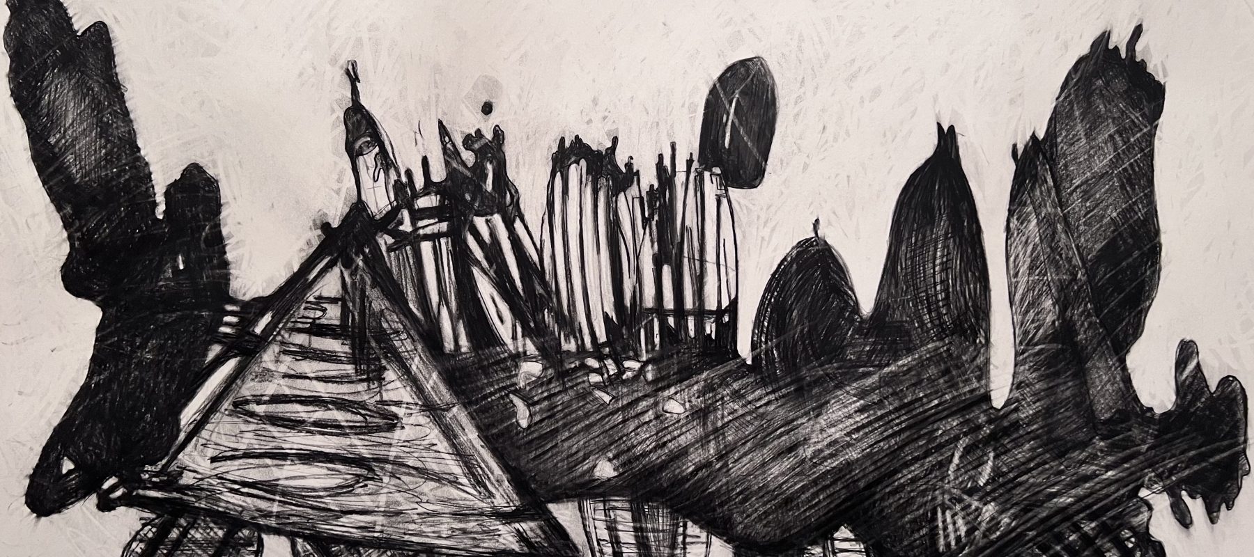 Black astract art: James Ackerly Porter, Birthday Tank, 2012, charcoal on paper; Courtesy of the artist.