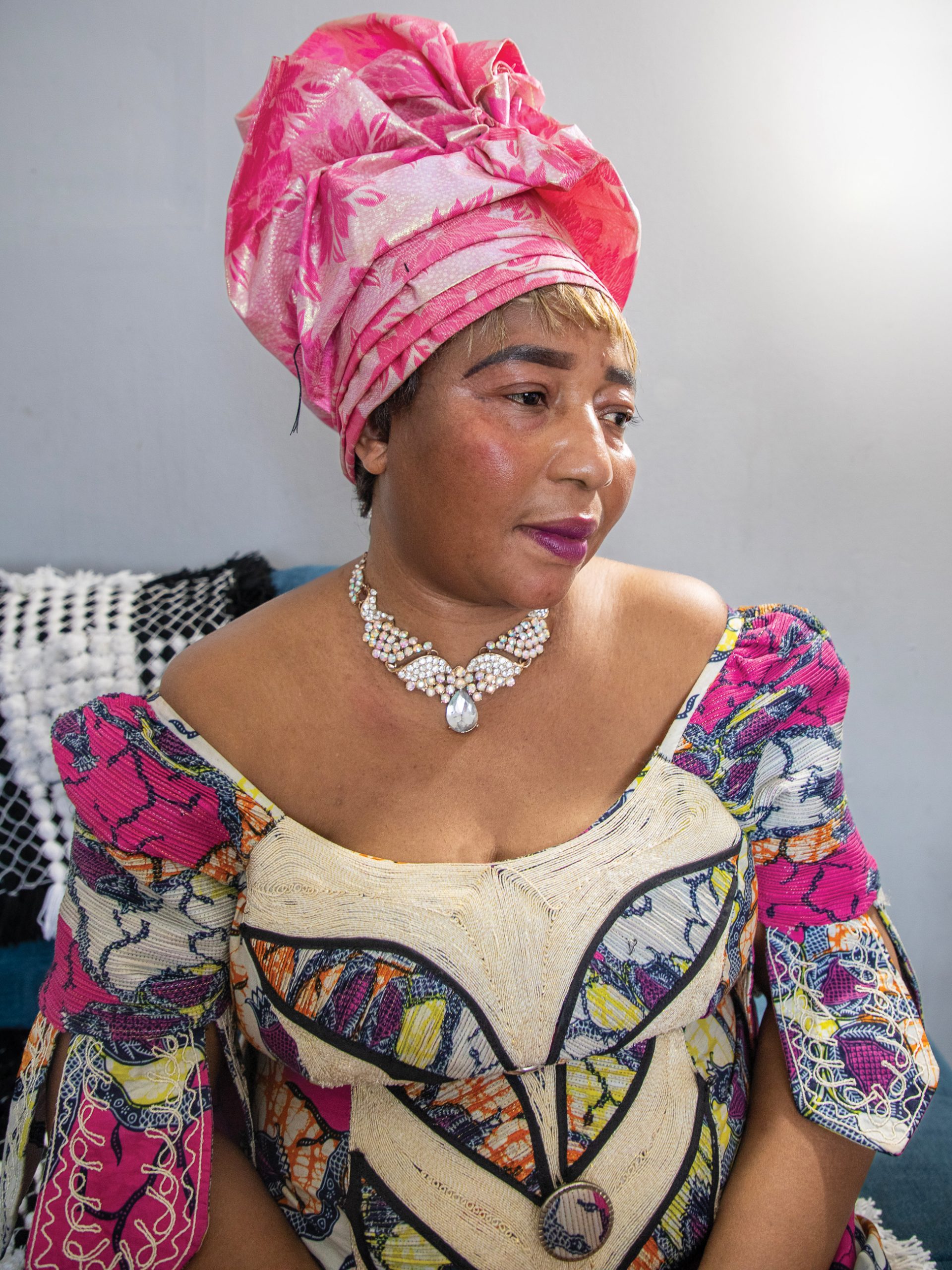 A woman in Congolese clothing.