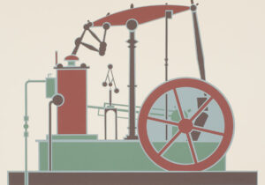 An imaginary machine is depicted in this print by Lee Adler.