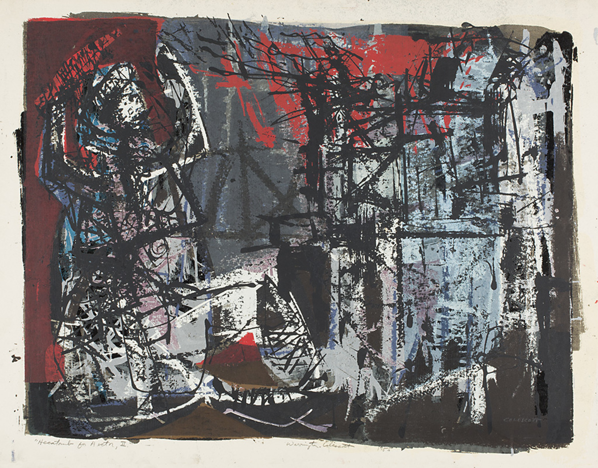 Colorful abstract painting composed of bold lines.