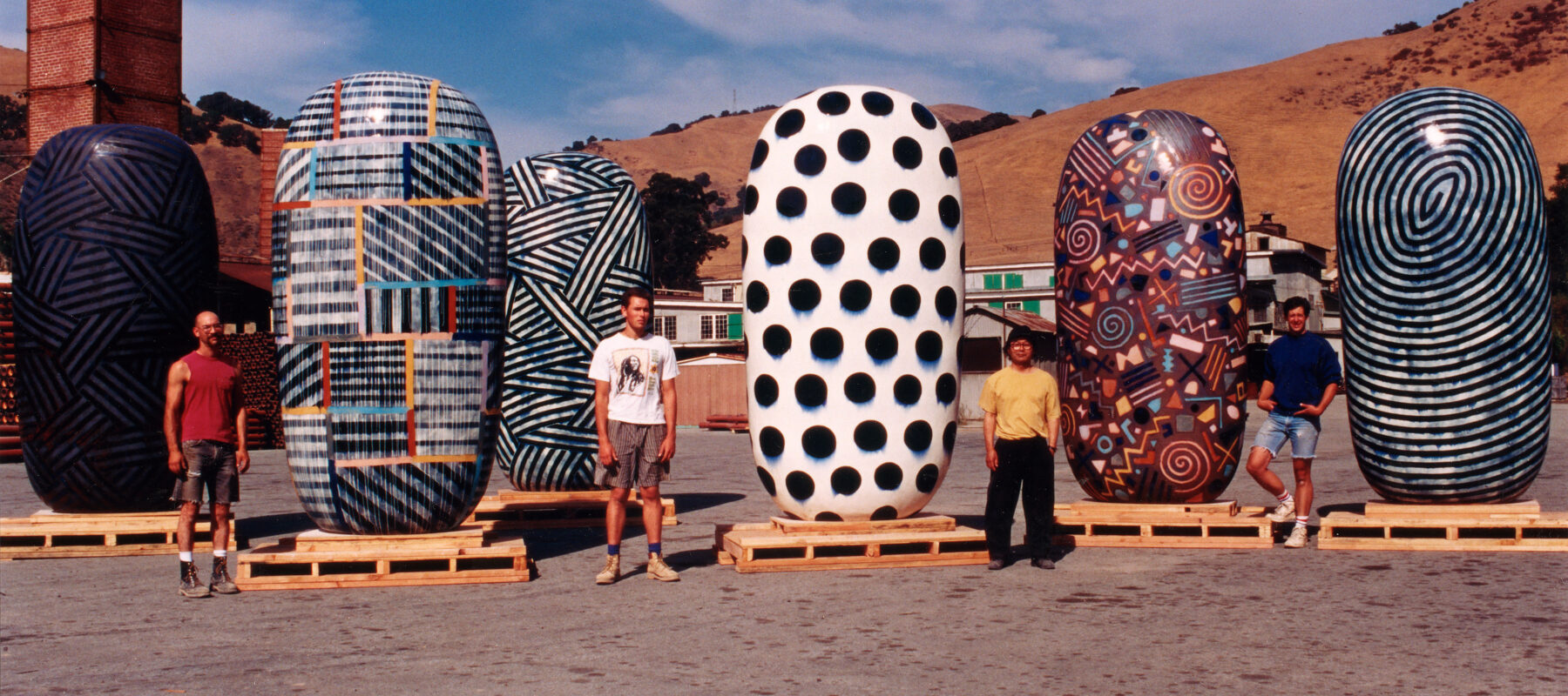 Colorful fabric is draped from the ceiling and inflated with a fan.