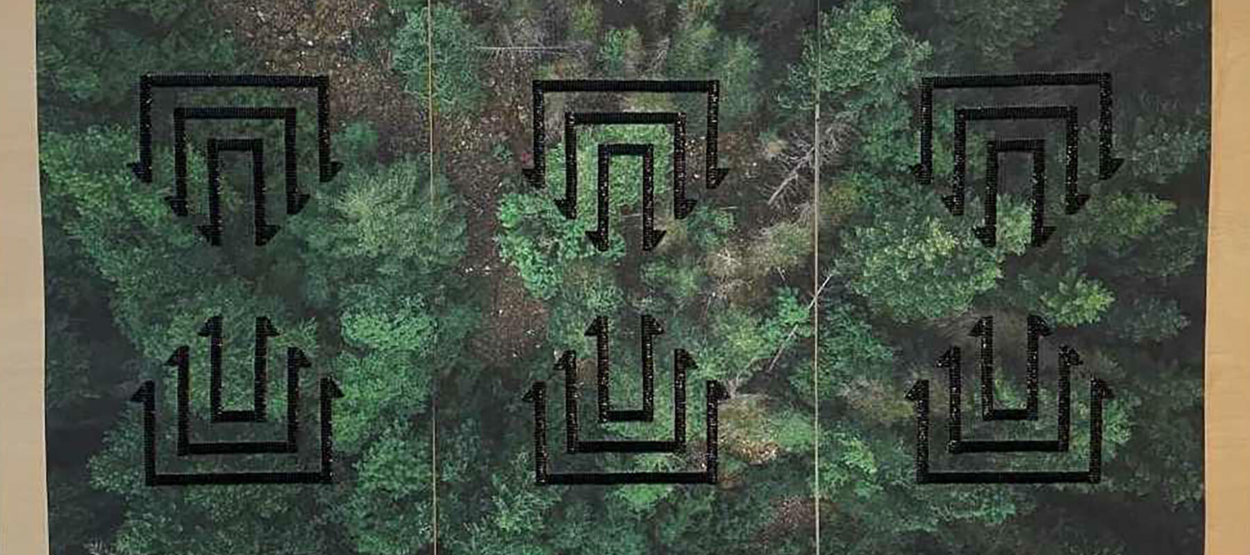 Abstract art with tree-like shapes and black beading