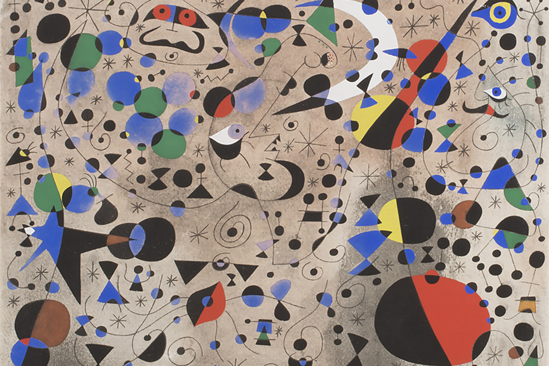 Abstract images on a neutral background.