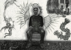 A self portrait print by artist Marco Hernendez